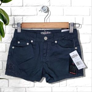 Star Ride Girls Black Lace Embroidered Shorts